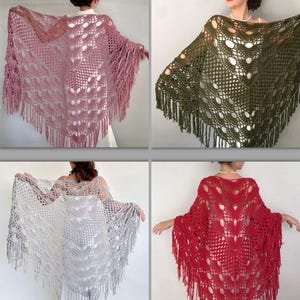 Handmade Cotton Crochet Wedding Shawl: Burnt Orange Boho Bridal Wrap image 12