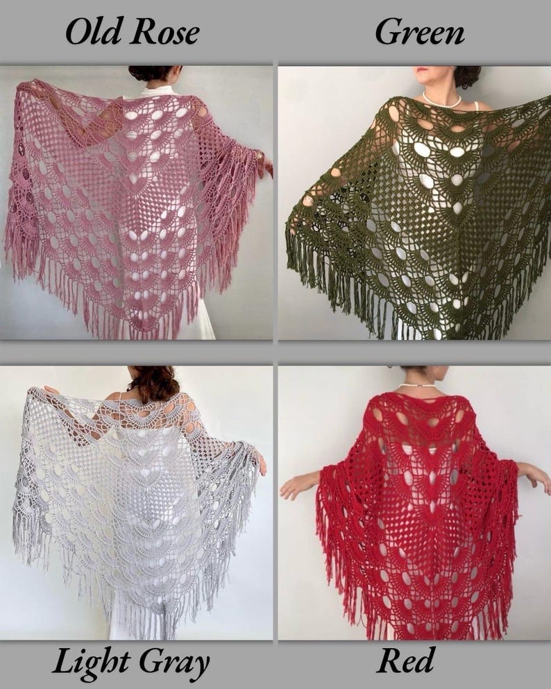 Handmade Cotton Crochet Wedding Shawl: Burnt Orange Boho Bridal Wrap image 12