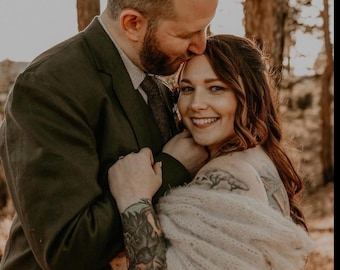 Handmade Mohair Wedding Shawl: Beige Bridal Knit Wrap, Plus Size