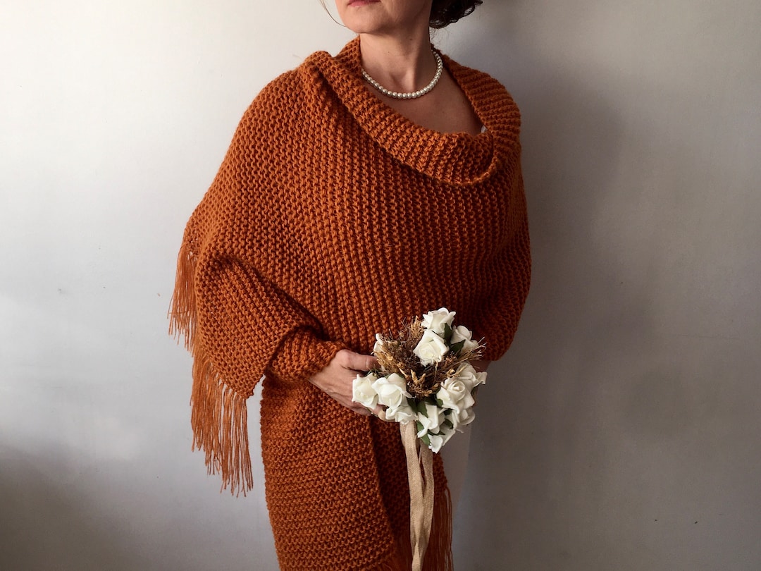 burnt orange shawl wrap
