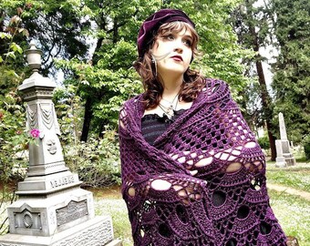 Plum shawl, aubergine wrap, eggplant mohair wool stole, violet bridal cover up, fall winter wedding, bridesmaid gift, bride, boho, fringed