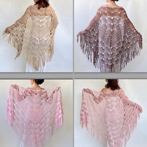 Handmade Cotton Crochet Wedding Shawl: Burnt Orange Boho Bridal Wrap image 11
