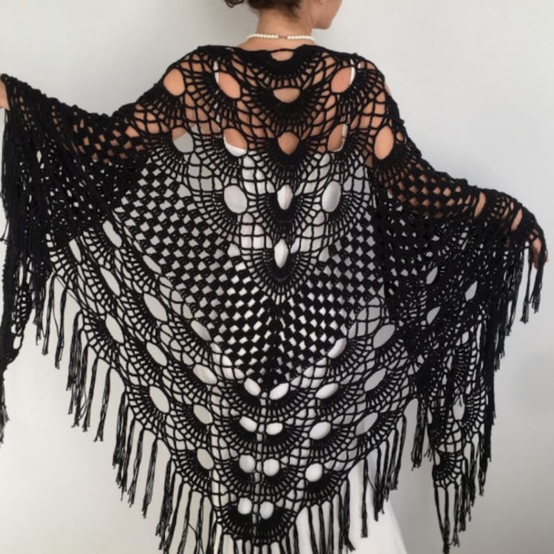 Bohemian Tribal Patterned Shawl with Fringe Detail Pancho