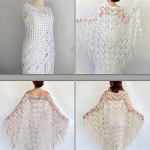Handmade Cotton Crochet Wedding Shawl: Burnt Orange Boho Bridal Wrap image 10