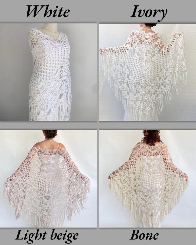 Handmade Cotton Crochet Wedding Shawl: Burnt Orange Boho Bridal Wrap image 10