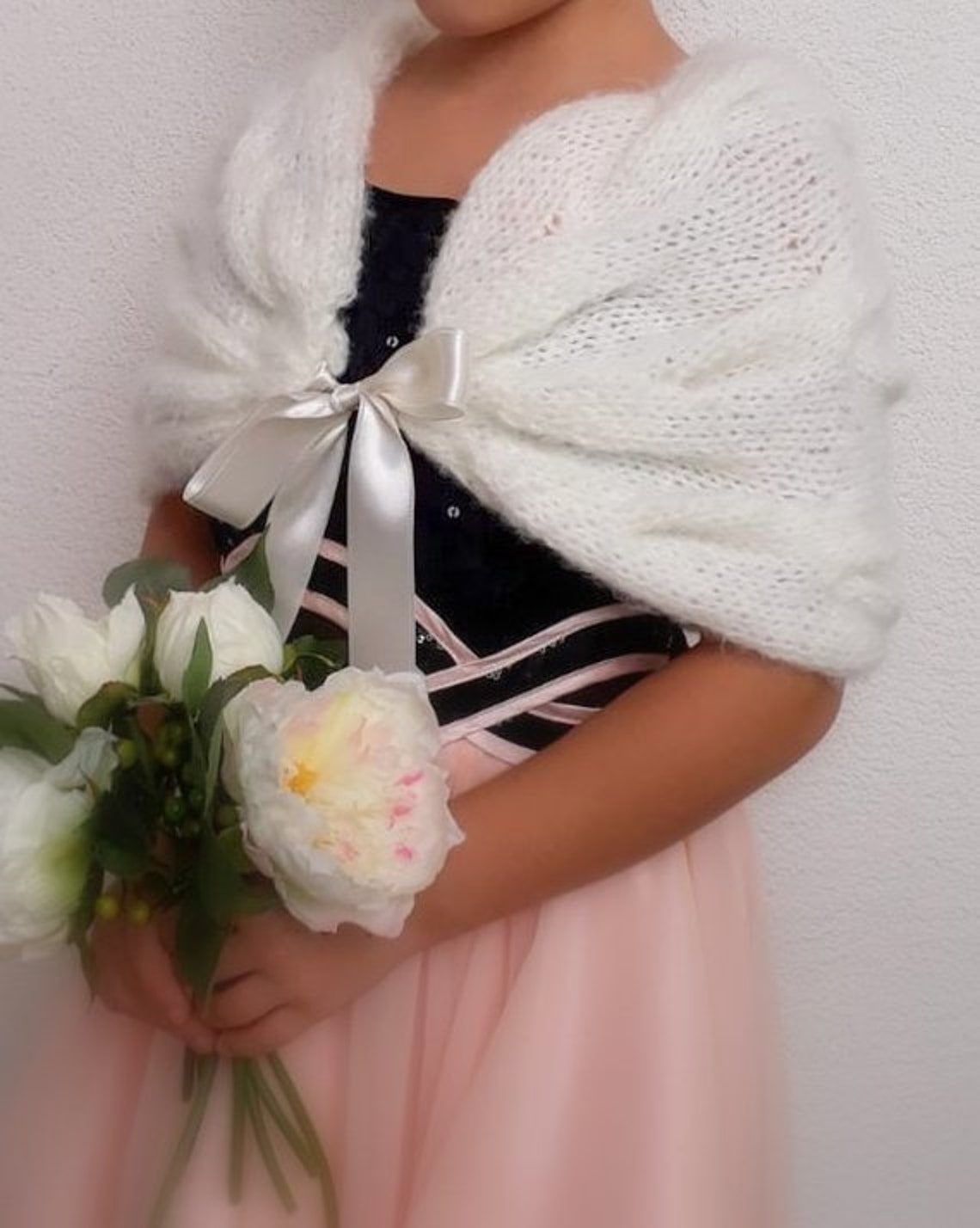 Flower Girl Shawl Winter Cape Kids Shawl Ivory Communion Etsy