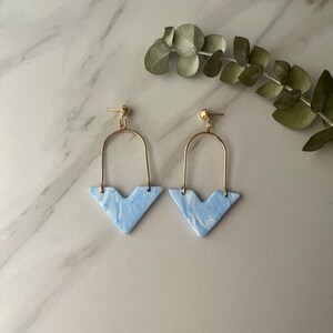 CLAY EARRINGS + lightweight + statement earrings + blue + hypoallergenic + gift for her + statement + dangle + Womens earrings + handmade