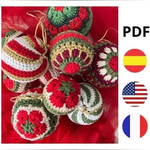Pack CHRISTMAS BALL PATTERN. Christmas crochet pattern. PDF. Pattern for 3 Christmas balls. Crochet Christmas ornaments.