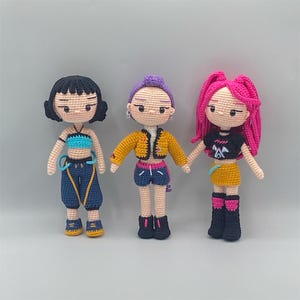 Crochet pattern bundle K-pop, Amigurumi K-Pop, 3-in-1 pattern pack, crochet pattern, K-pop girls, English, French and Spanish, PDF image 6
