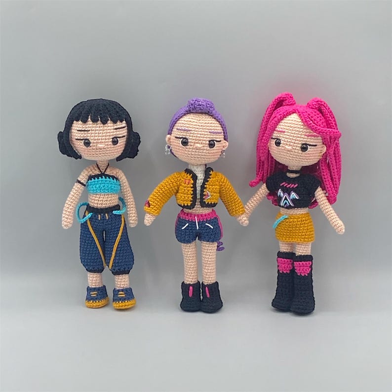 Crochet pattern bundle K-pop, Amigurumi K-Pop, 3-in-1 pattern pack, crochet pattern, K-pop girls, English, French and Spanish, PDF image 6