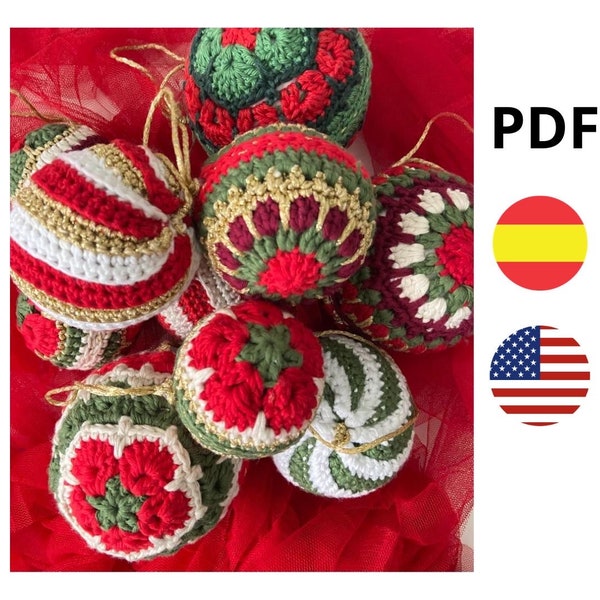 Pack MOTIF BOULES DE NOËL. Modèle de crochet de Noël. PDF. Modèle de 3 boules de Noël. Décorations de Noël au crochet.