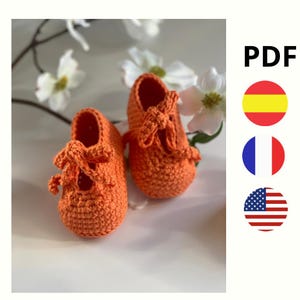 BABY SHOE PATTERN. Crochet shoe tutorial. Crochet baby shoe. Pattern in Spanish, English, and French.