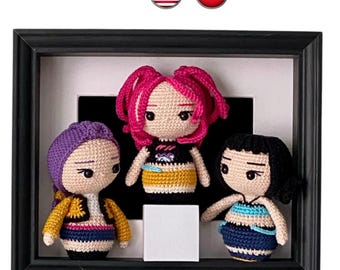 Pack of 3 K-pop dolls, K-pop amigurumi. K-pop crochet pattern. Pattern for 3 K-pop crochet dolls. PDF K-pop pattern