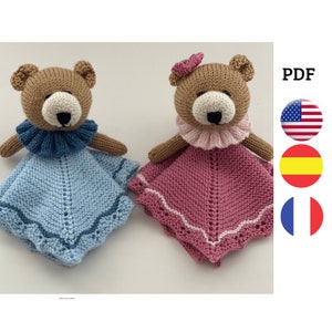 Pattern Comforter. Baby Lovey Pattern. Security Blanket. Knitting baby Blanket. Baby Lovey Toy PDF knit pattern. English, spanish and french