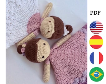 MANTA DE APEGO, patrón de crochet español, francés, inglés y portugués,  doudou bebé, security blanket, manta amigurumi, bailarina crochet