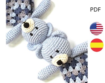 BLANKET. Baby blanket pattern in Spanish and English. Newborn gift. Amigurumi teddy bear. PDF. Doudou pattern.