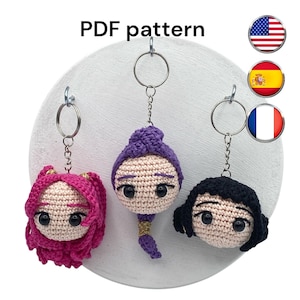 K-Pop Girl Amigurumi Keychain PDF pattern. 3 Designs in One | Crochet Pattern | Digital Download