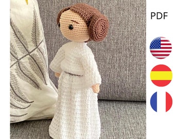 AMIGURUMI PATTERN PRINCESS, amigurumi doll. Doll princes crochet. Pattern in english, french and spanish. Crochet pattern