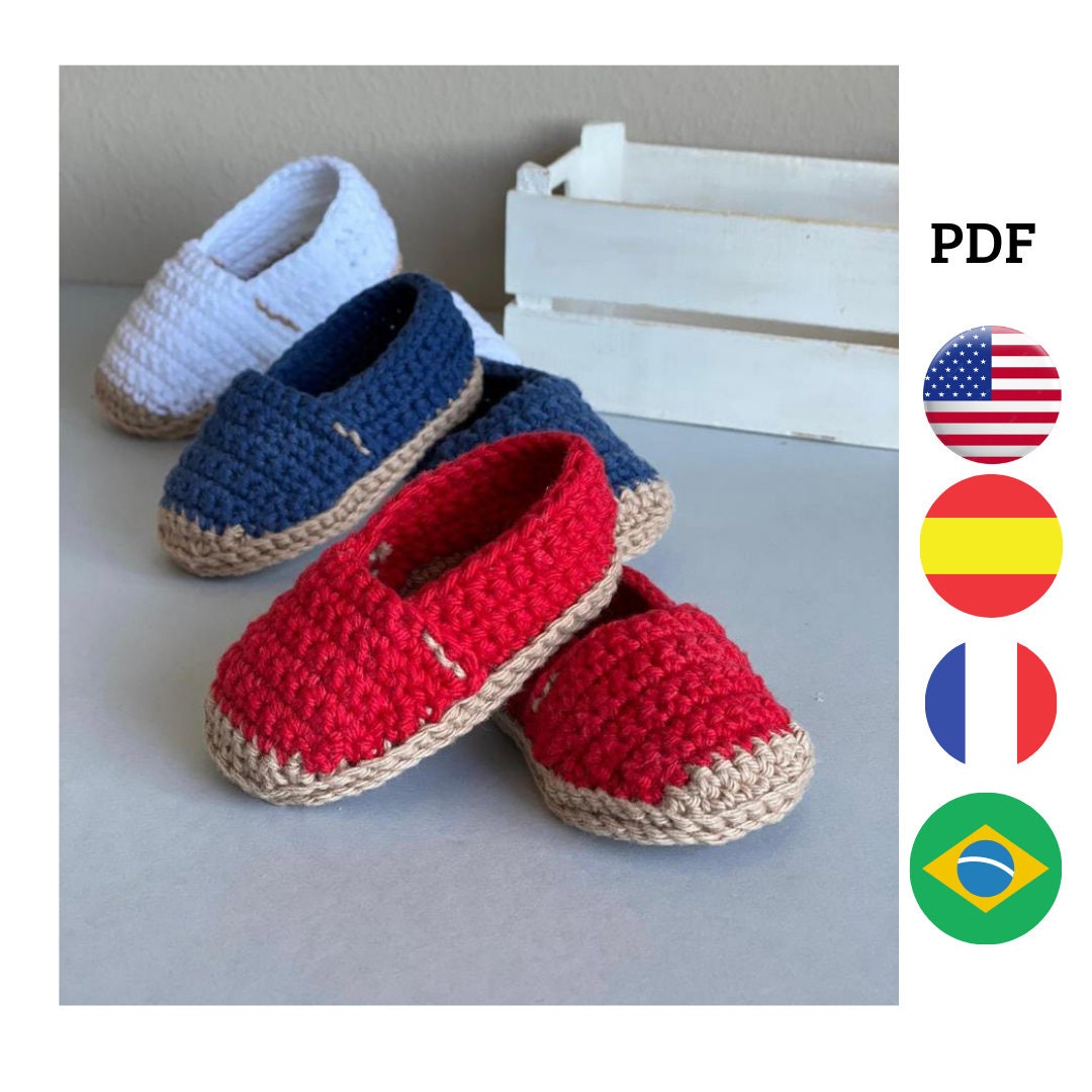 ESPADRILLES Pattern Crochet, in Spanish, English, French and Portuguese