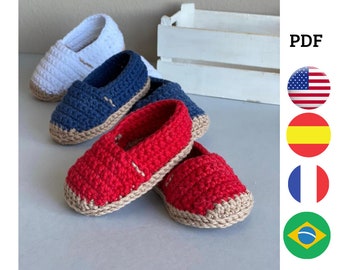 ESPADRILLES pattern crochet, in spanish, english, french and portuguese.