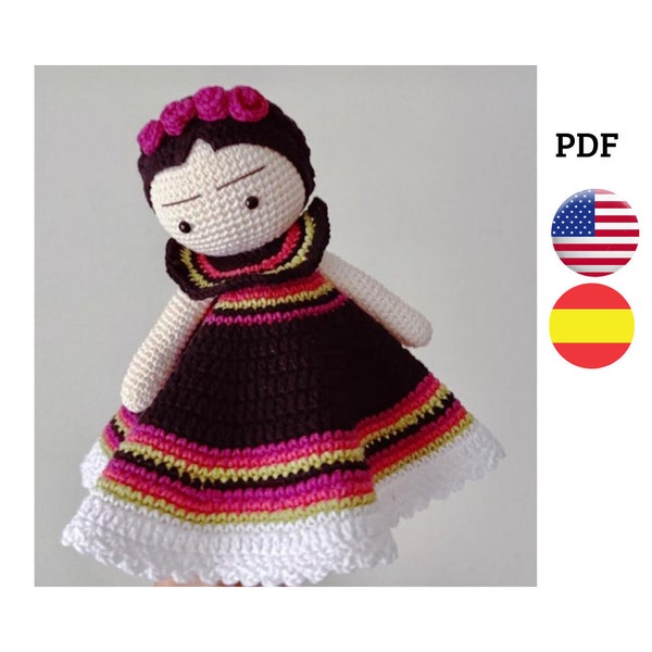 ATTACHMENT BLANKET, crochet pattern in Spanish and English, amigurumi baby blanket, crochet doudou, lovey blanket, crochet frida, pdf pattern