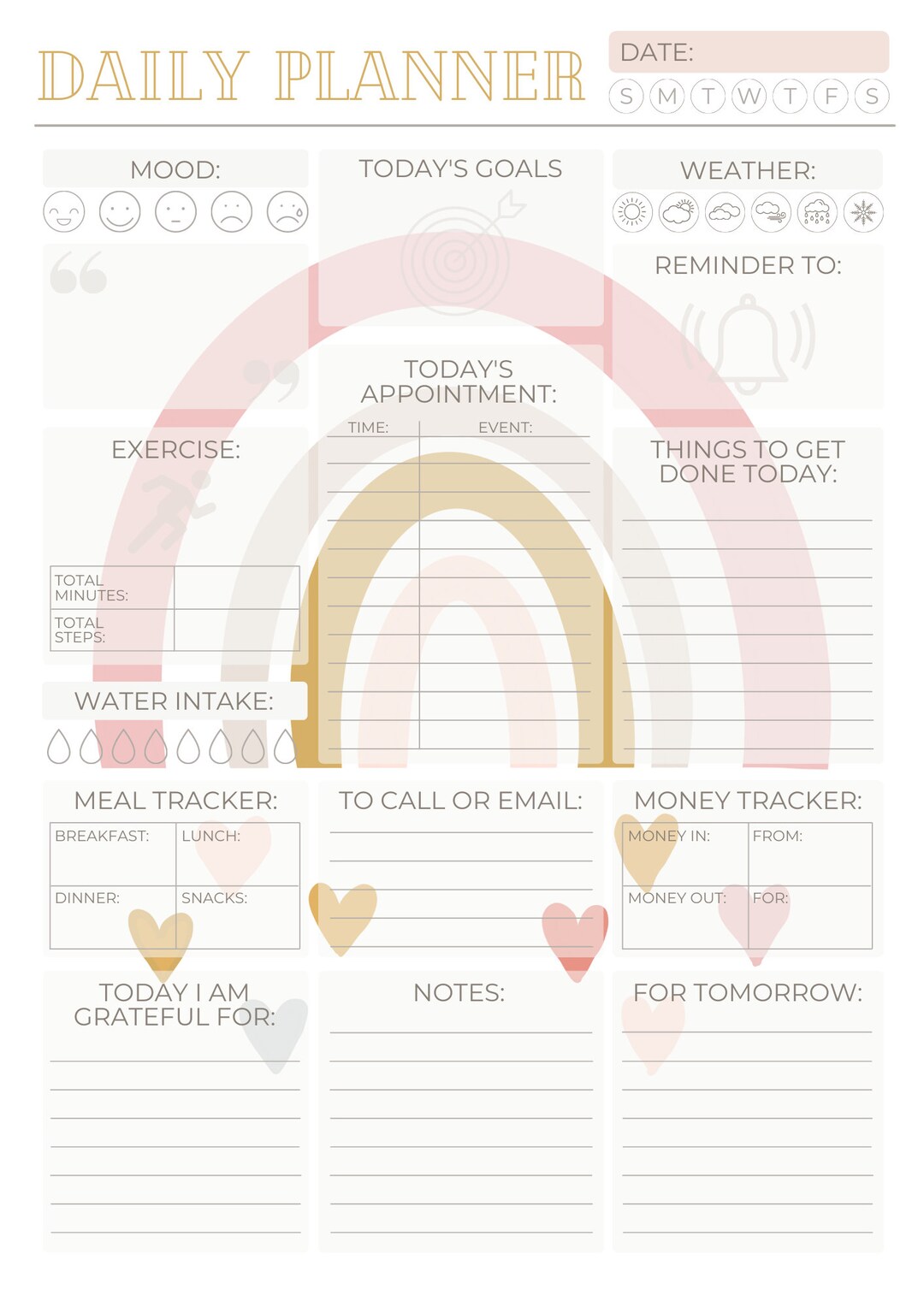 Printable Daily Planner Sheets Boho - Etsy