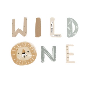 Bügelbild Wild One Lion in 6 verschiedenen Größen zum Aufbügeln auf Textilien
