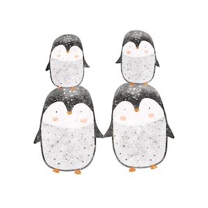 Bügelbild 4 Pinguine in 6 verschiedenen Größen zum Aufbügeln auf Textilien