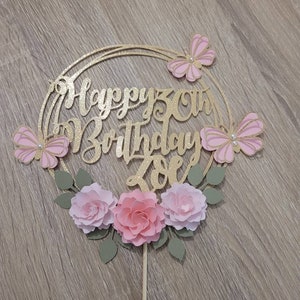 Personalised cake topper, Floral cake Topper, Birthday Cake Topper, Baby Shower Topper,  Bridal Cake Topper, Custom Cake Toppers