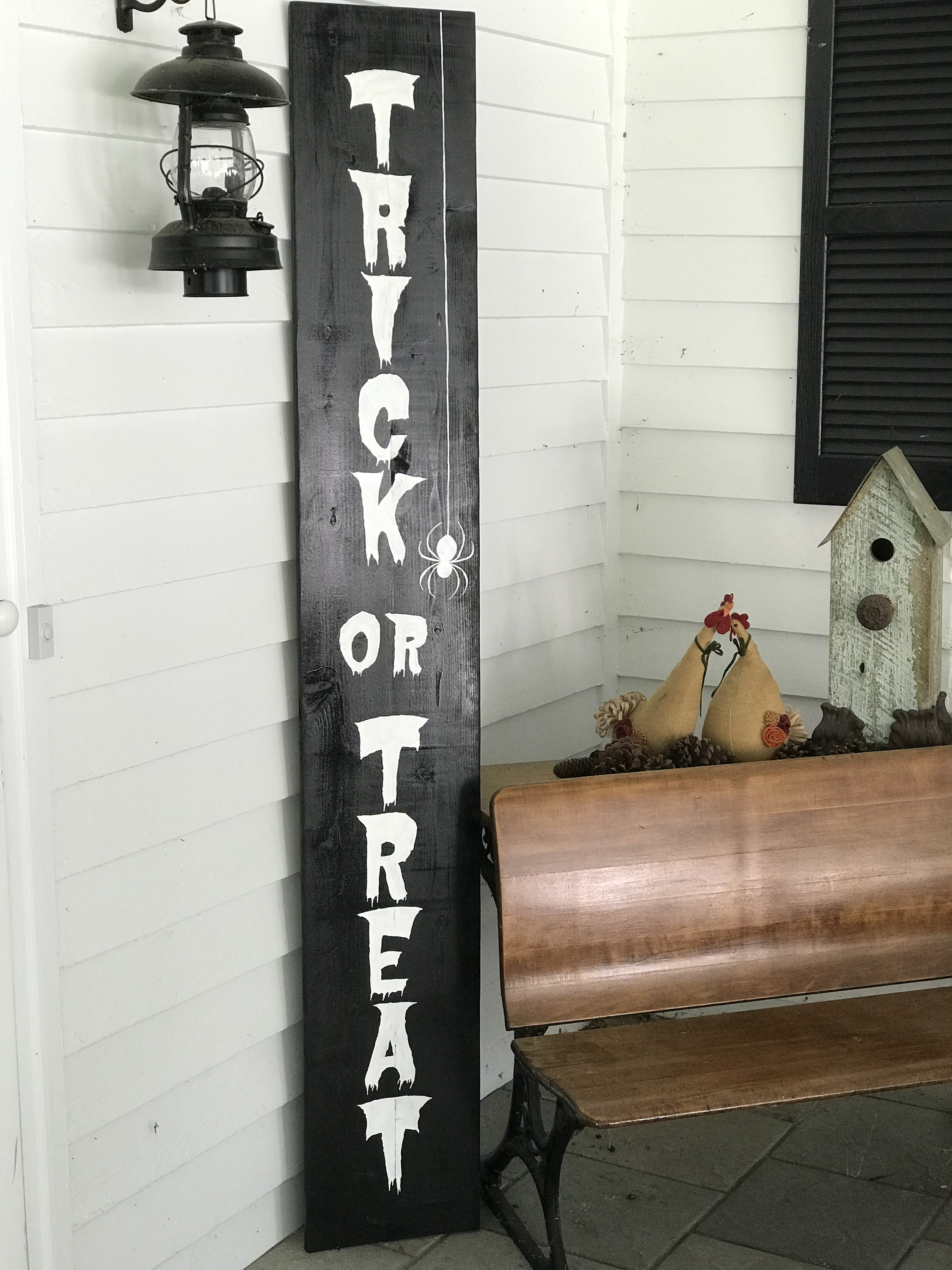 Trick or Treat Porch Board Sign/hand Painted Sign/rustic Etsy