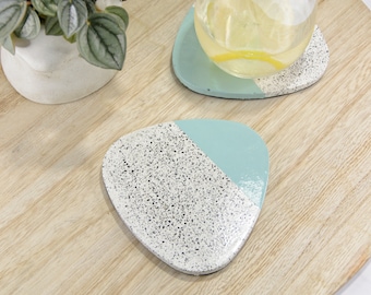 Pastel Concrete Coasters, Modern Drinkware, Housewarming Gift, Set of 2