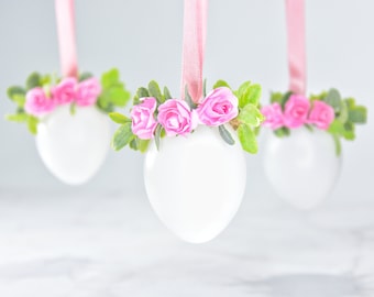 Hanging Easter Eggs, Set of 3, Easter Ornaments, Blooming Eggs, Decoration for Spring, Easter Gift Idea