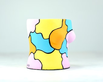 Hand-Painted Concrete Vase for Dried Flowers, Dopamine Decor