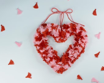 Heart Wreath with Tassels, Valentine's Day Decor