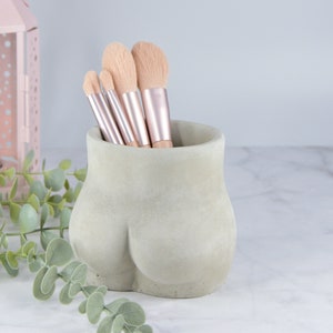 Make Up Organizer, Concrete Butt Vase, Make Up Brushes Pot, Vanity Organizer, Womens Art, Gift for Her