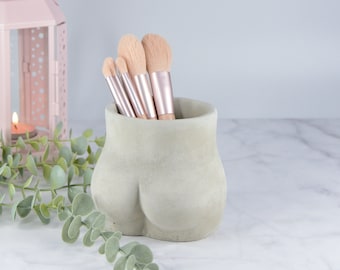 Concrete Butt Vase, Makeup Brush Holder, Curvy Body Planter