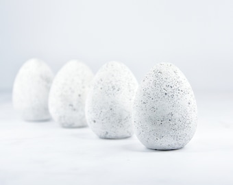 Speckled Easter Eggs, White Concrete Eggs, Set of 4, Easter  Egg Ornamemts, Easter Gift Idea, Easter Minimalist Decoration