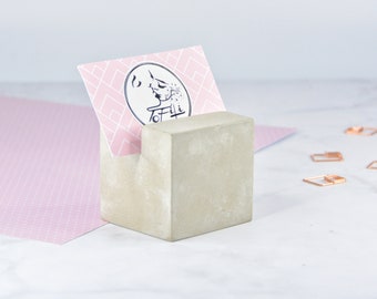 Minimalist Concrete Cube Business Card Holder, Office Organization, Desk Storage, Modern Office Decor, Gift Idea for Him, Gift Idea for Dad
