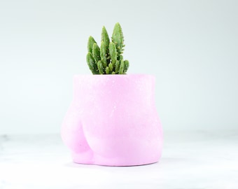 Pink Speckled Butt Planter, Booty Pot, Glossy Pink Flower Planter, Butt Vase, Body Shaped Decoration,Pink Decor, Gift for Her