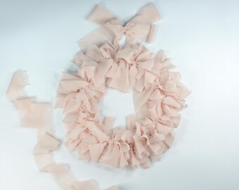 Dusty Pink Chiffon Ribbon Wreath, Romantic Wall Decor