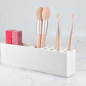 Minimalist Make Up Brushes Organizer, White Concrete Organizer, Brushes Pot, Cosmetics Storage, Gift for Her, Gift for Mom