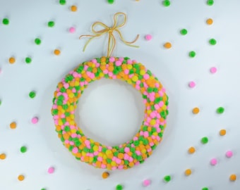 Colorful Pom-Pom Wreath: Handmade Spring Decor