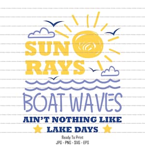 Sonnenstrahlen Boot Wellen ain't nothing wie See Tage SVG, Sommer Zitat, Sonnenaufgang Liebhaber, Camping Geschenk, See Kader, Urlaubsshirt png Datei Cricut