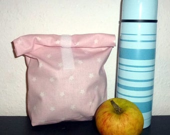 Lunchbag * rosa Sterne * Brotzeitbeutel