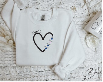Personalized Grandmother/Mom Heart w/ (grand)children names customizable sweatshirt and/or t-shirt