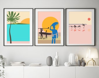 Surfer Bliss, Flamingo Island, Summer Adventure Set, Tropical Paradise, Pink Summer Bird, Palm Tree Sunrise Sunset, Cadeau de la fête des mères