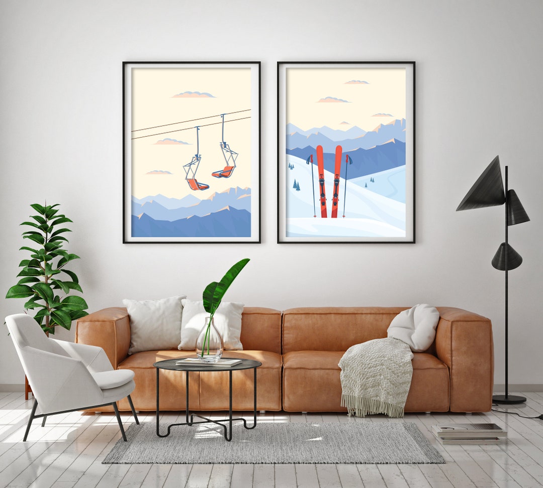 Skiing Poster, Vintage Ski Lift Poster, Skiing Wall Decor, Ski Decor ...