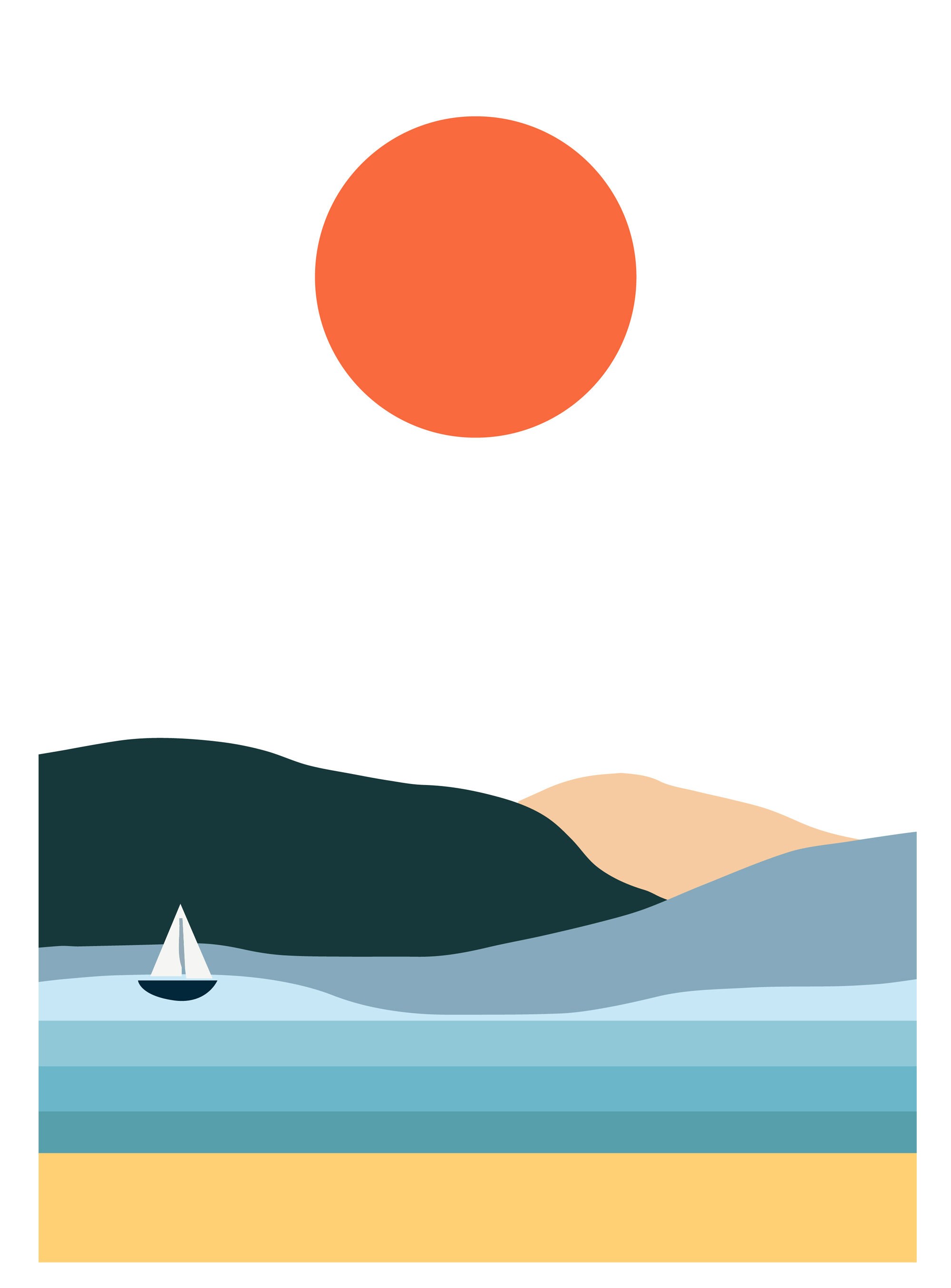 Desert Cactus Landscape Set Minimalist Boat Art Mid-century - Etsy