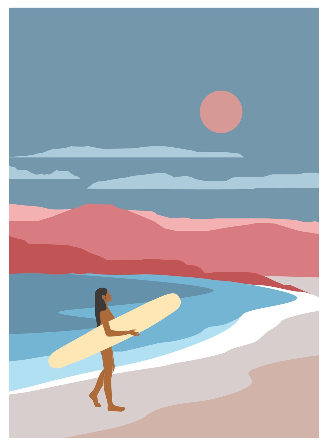 Surf Poster Surfer Girl Coastal Decor Surfboard Wall Art Etsy UK