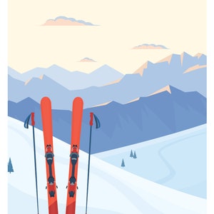 Vintage Ski Lift Poster Set Skiing Wall Decor Winter - Etsy